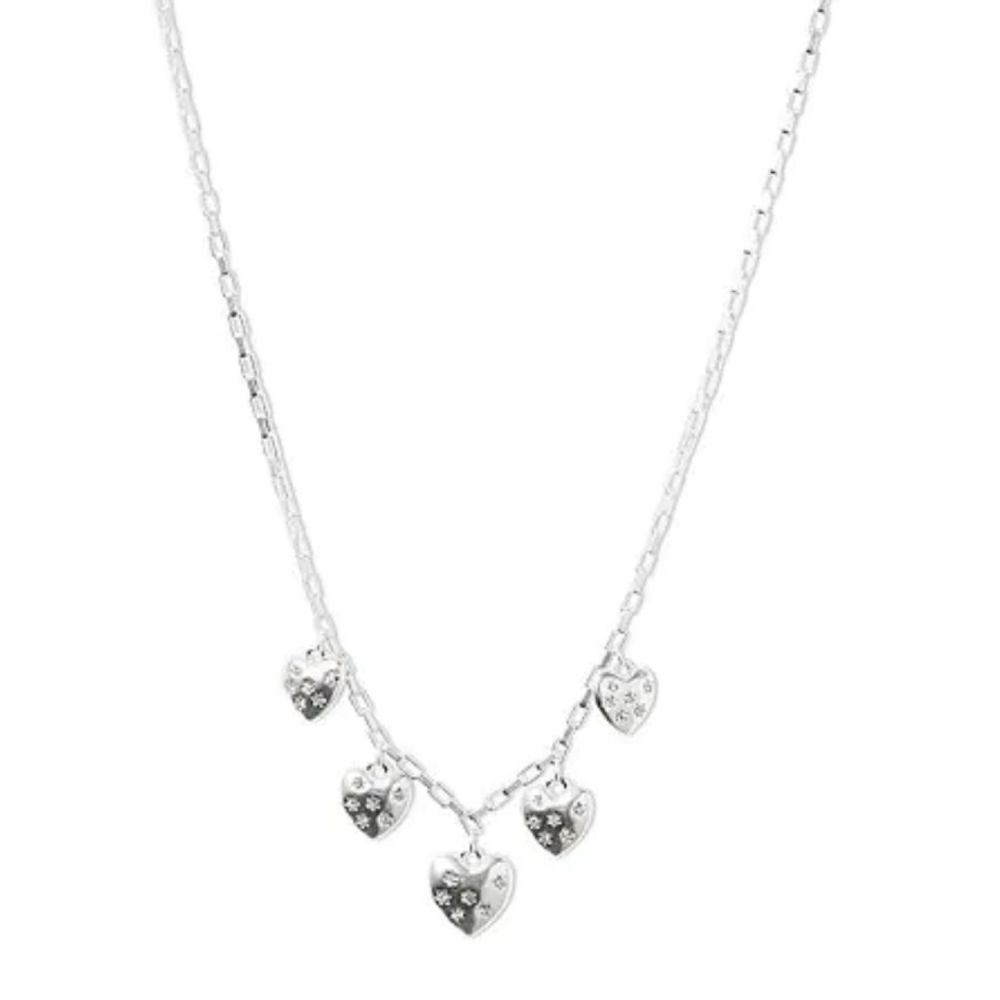Lucky Brand Women's Silver Heart Charm Collar Necklace NWT in Box